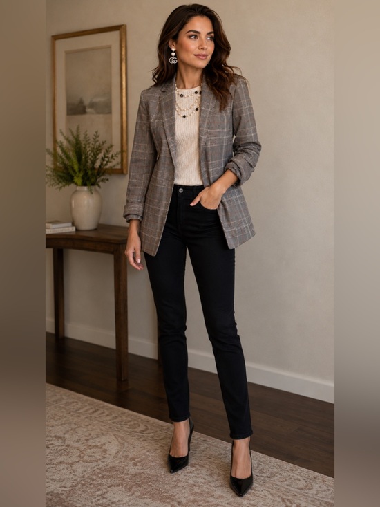 Philosophy Jackets & Blazers - Philosophy Anthropology Gray tan classic Plaid Blazer xs nwt